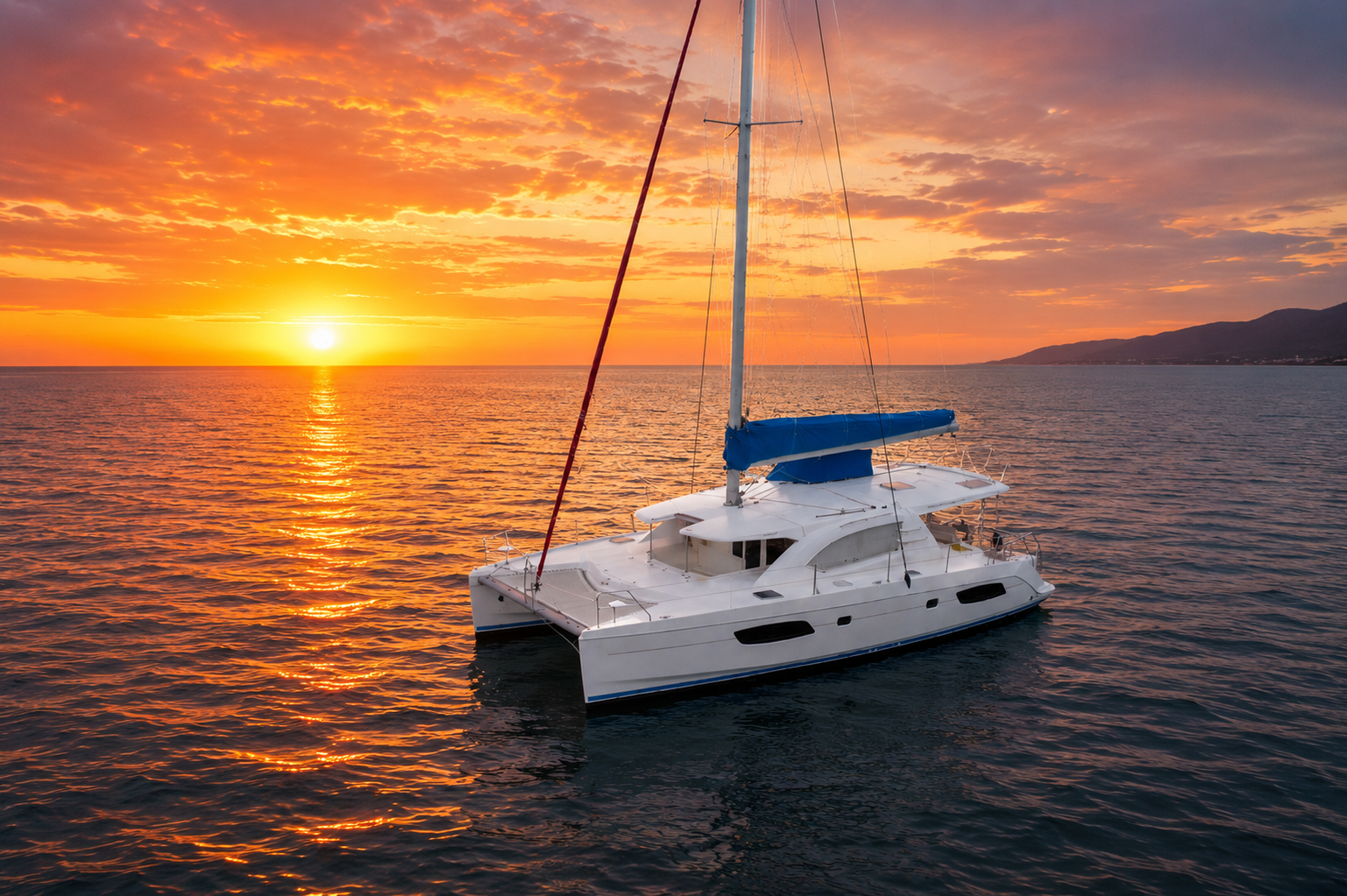 Group watching sunset from luxury boat
